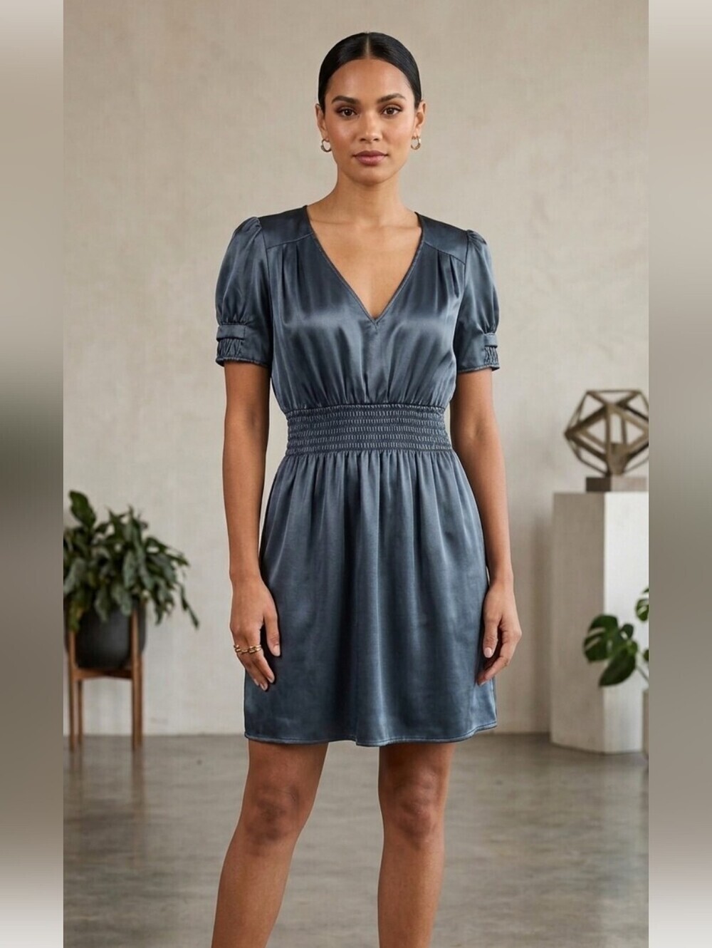 Vintage Y2k To The Max Satin  Babydoll Dress Teal Sz Large